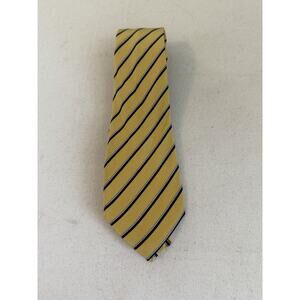 Vintage Lagerfeld Striped Silk Necktie Hand Made in Italy Yellow and Navy